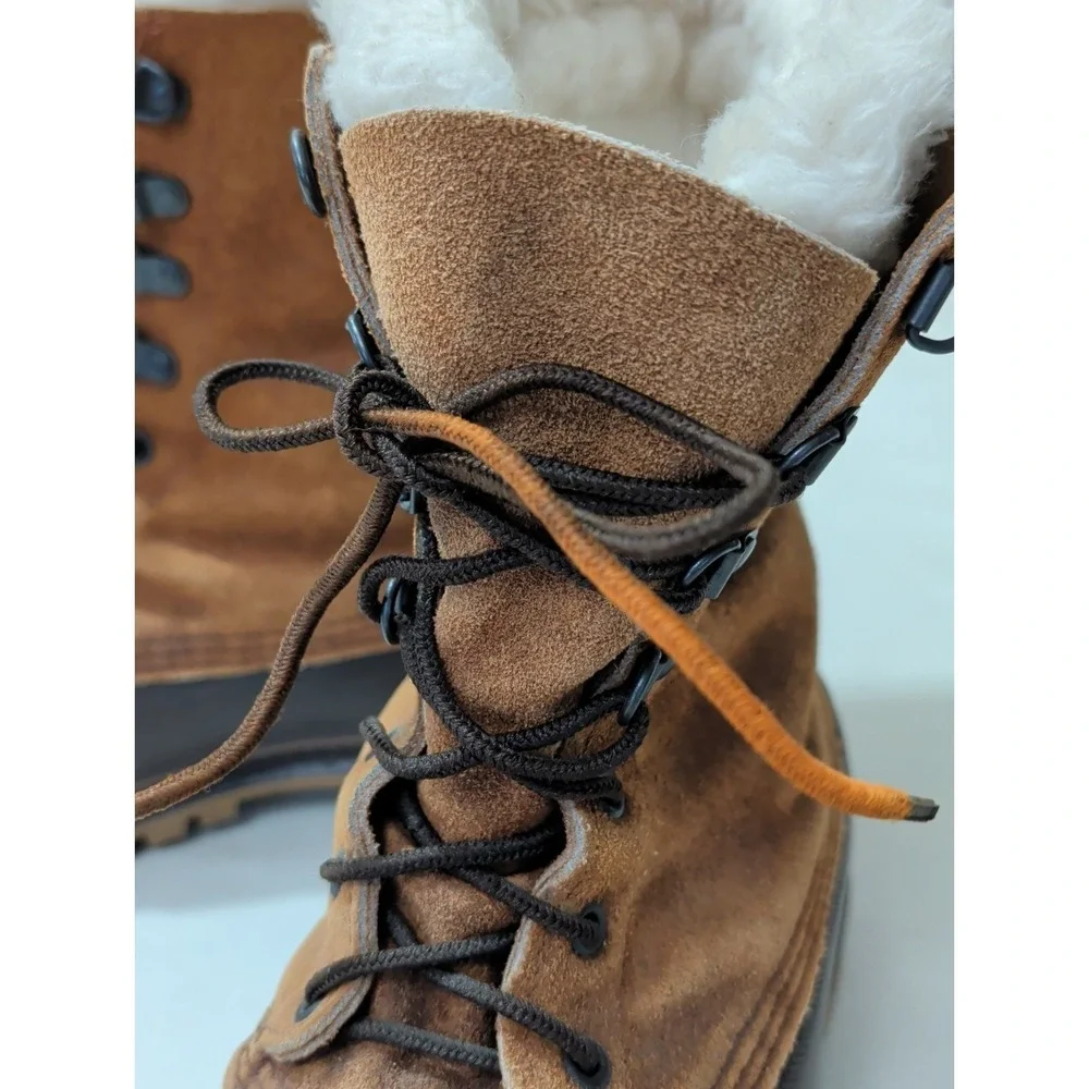 Sorel Kaufman Caribou Winter Boots Men 11 Brown Fur Lined Waterproof Steel Shank